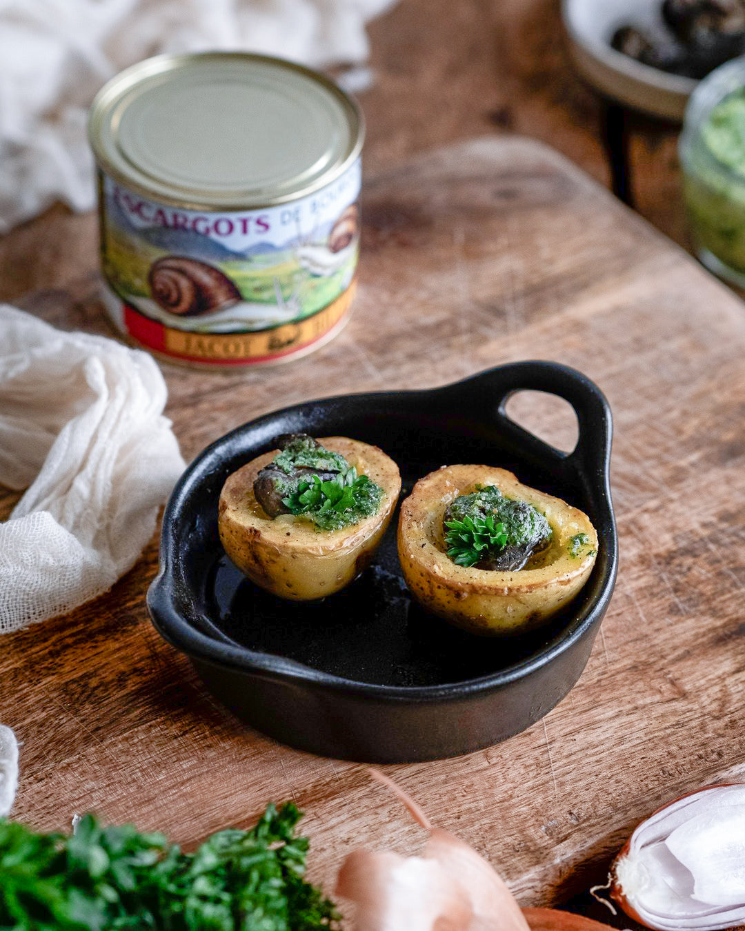 Recette de fête - pommes de terre farcies aux escargots